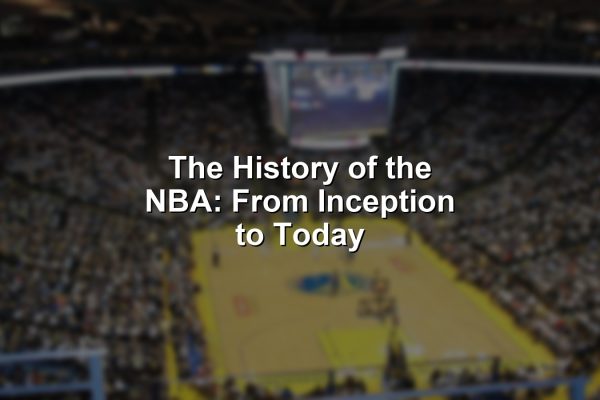 Collage of the history of the NBA with legendary players and epic moments across eras.