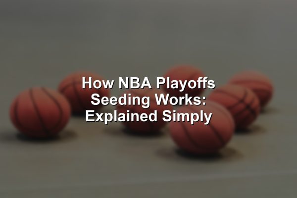 Visual breakdown of how NBA playoffs seeding works shown with arena and bracket overlay.