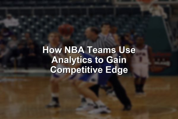 Illustration of an NBA analytics team using cutting-edge data charts in a locker room to guide team strategy.