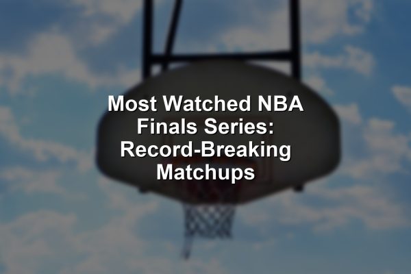 Collage of legendary NBA Finals with a focus on most watched NBA finals series moments.