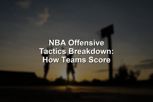 Artistic render of NBA offensive tactics, with play diagrams and scoring motion, illustrating the key themes of the NBA offensive tactics breakdown.