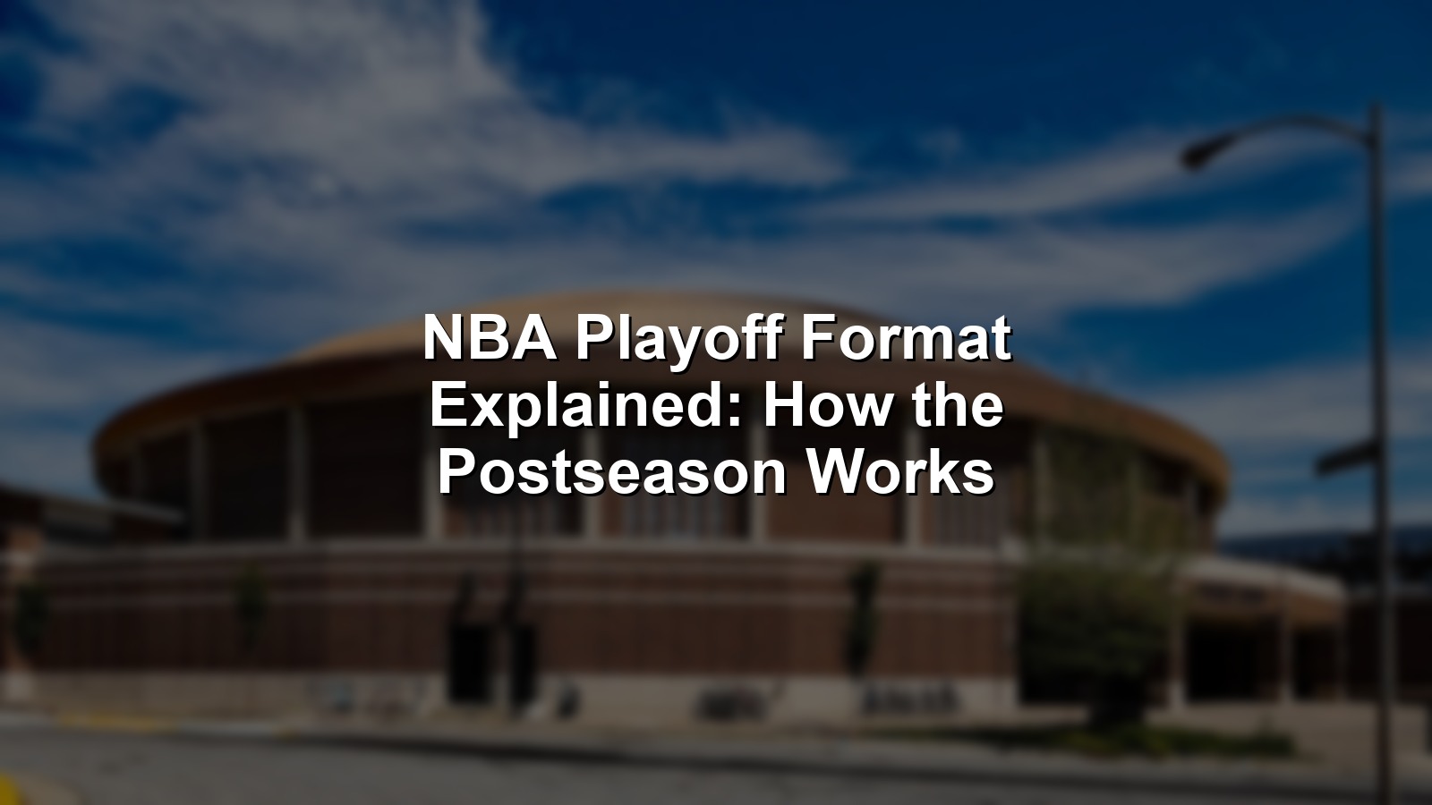 NBA playoff format explained with a vivid image of postseason basketball under arena lights.