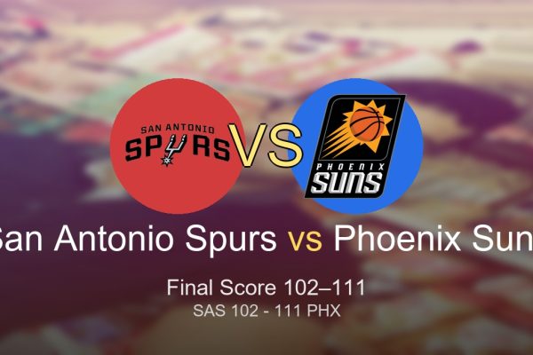 Image showing the SAS vs PHX final score and key takeaways from the Suns vs Spurs game