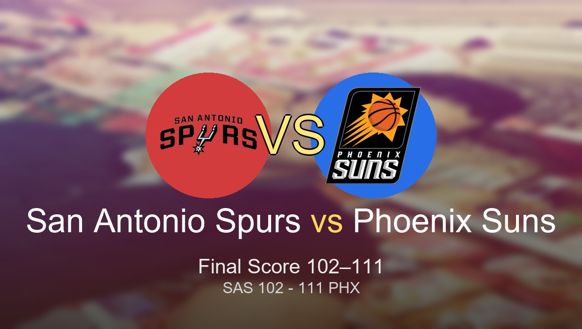 Image showing the SAS vs PHX final score and key takeaways from the Suns vs Spurs game